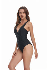 Maillots de bain une pièce amincissants à col en V et effet gainant